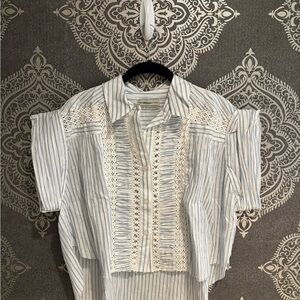 Urban Outfitters Blue and White Striped Shirt XS